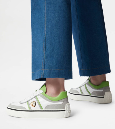 Tod's SNEAKERS IN LEATHER - GREY, WHITE, GREEN outlook