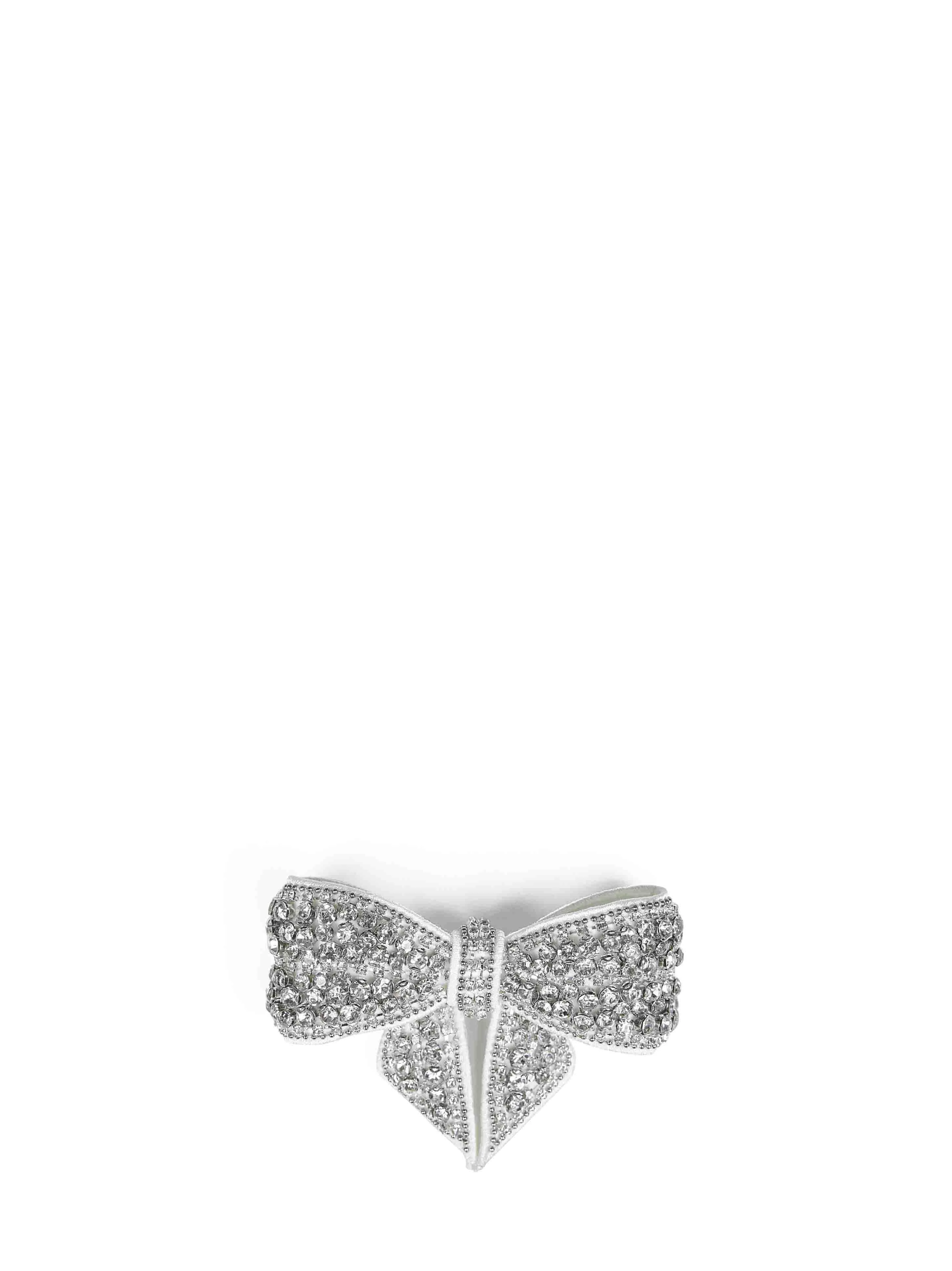 White crystal bow hair clip - 1