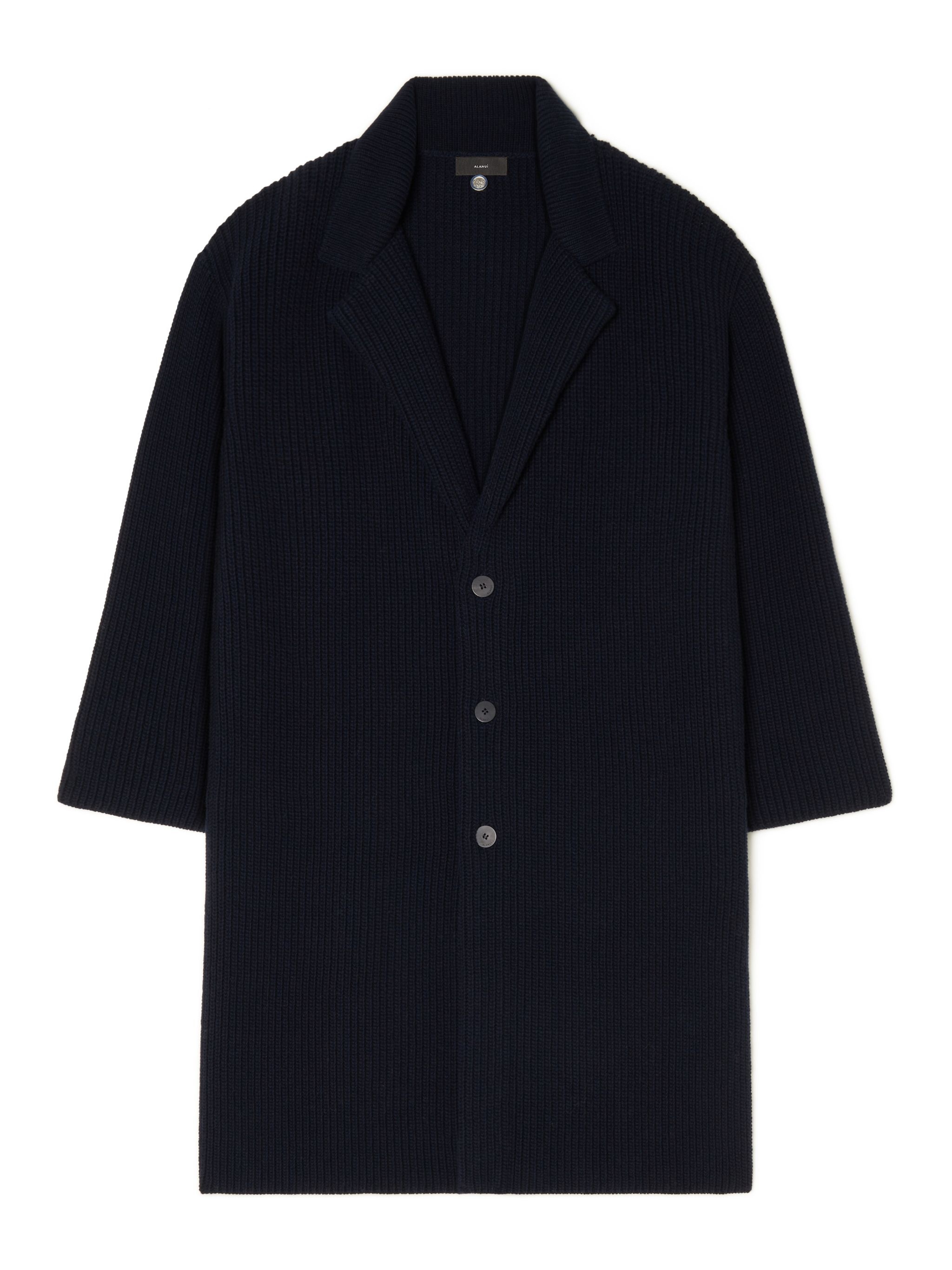 Knitted Ribbed Denim-No-Denim Coat - 1