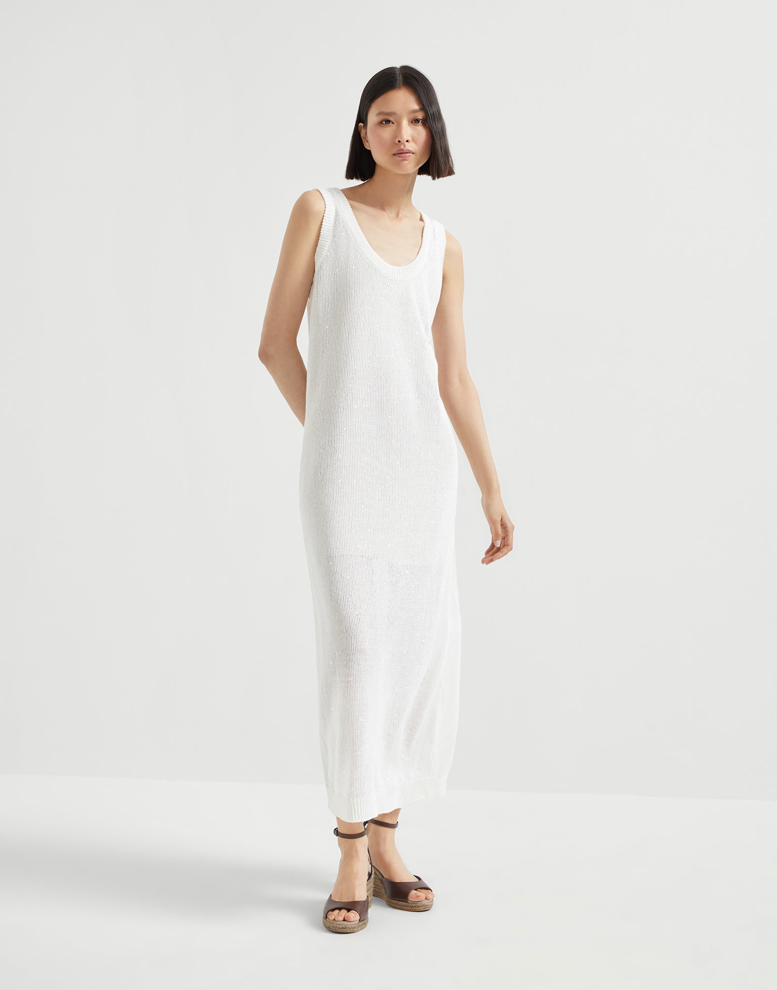 Linen and silk Diamond yarn knit dress - 1