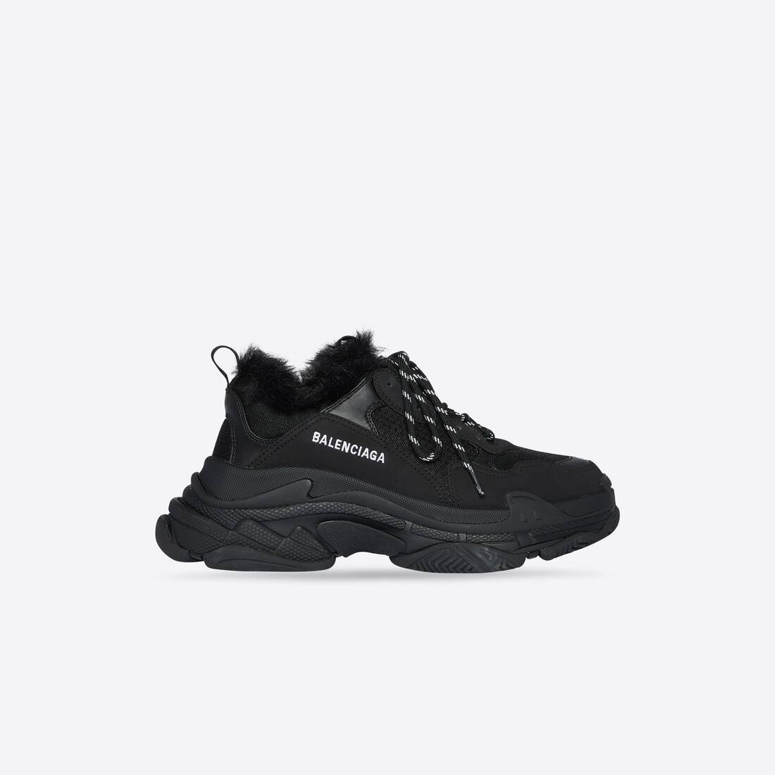 Men's Triple S Sneaker Fake Fur in Black - 1