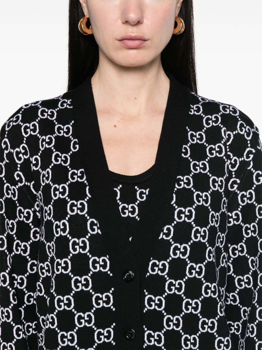 GG-jacquard reversible cardigan - 5