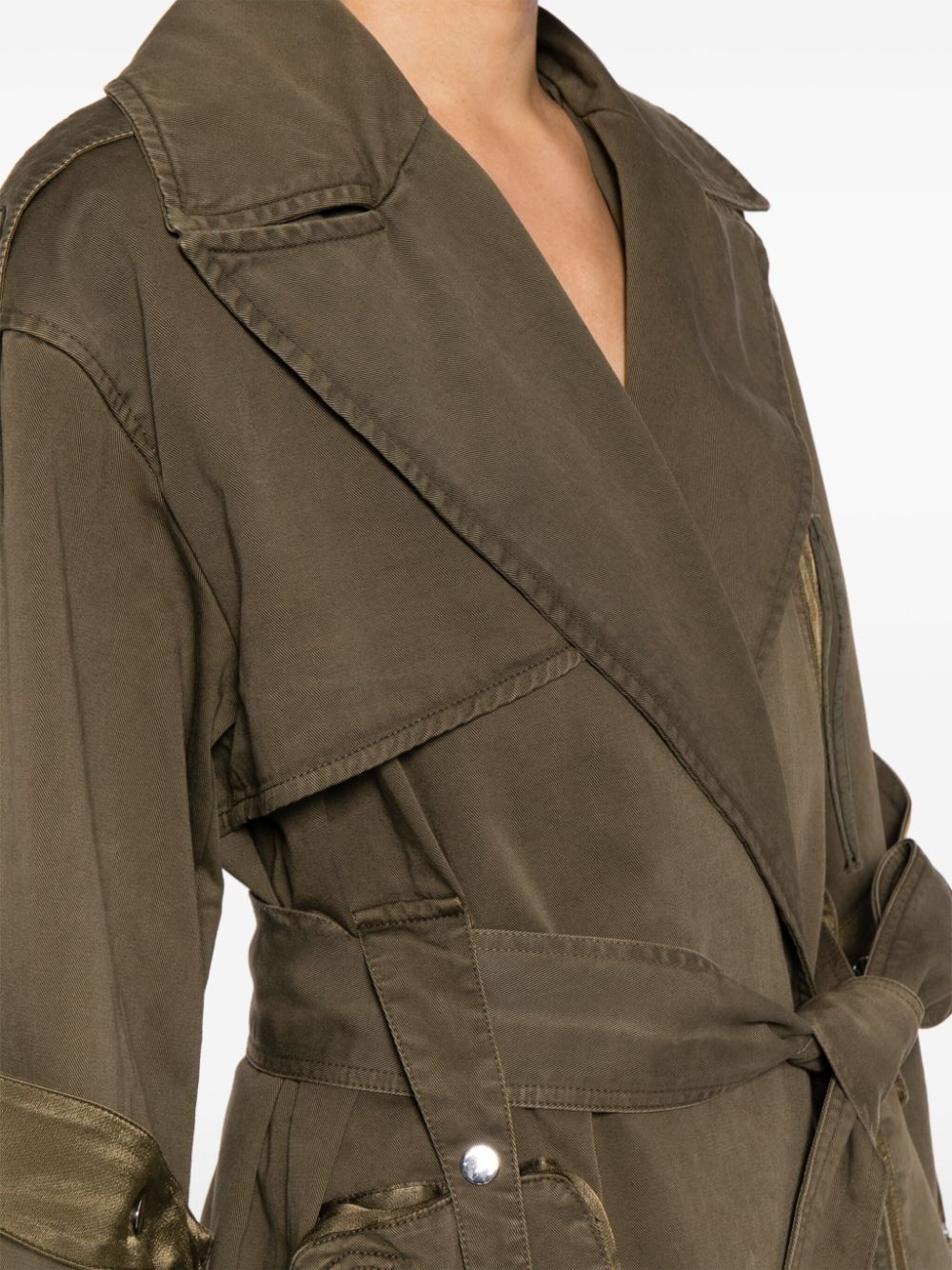 panelled belted cotton trench coat - 5