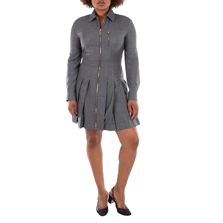 Fendi Pleated Long Sleeves Wool Dress - 3