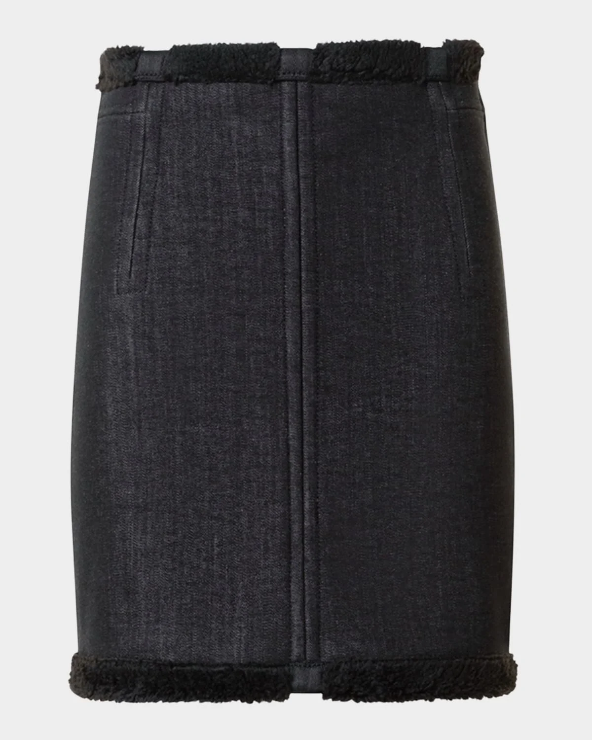 Denim Mini Skirt with Faux Fur Bonding - 1