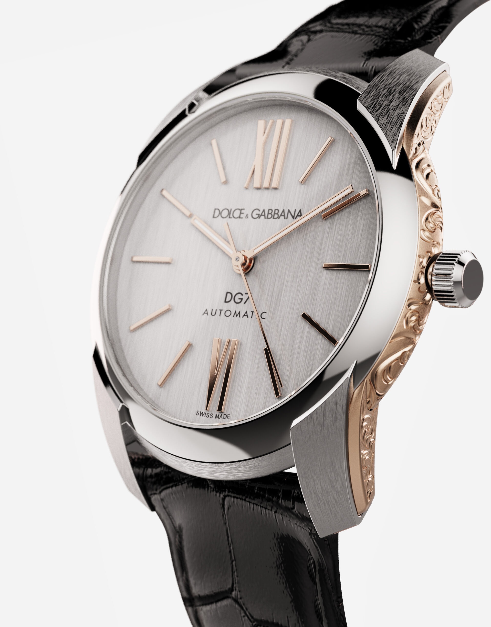 DG7 watch in steel with engraved side decoration in gold - 2