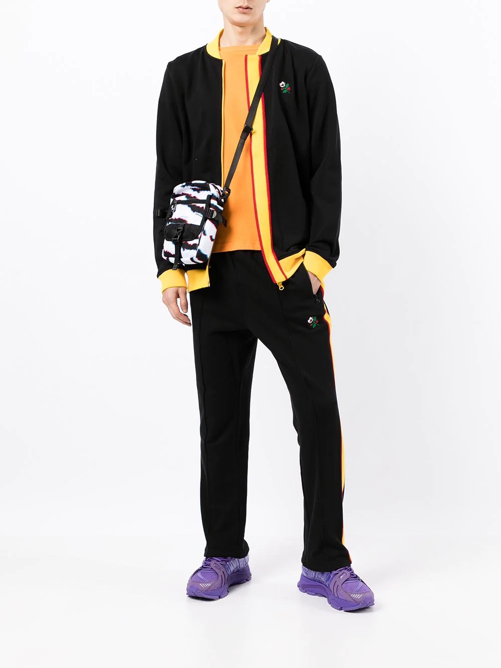 embroidered-logo colourblock bomber jacket - 2