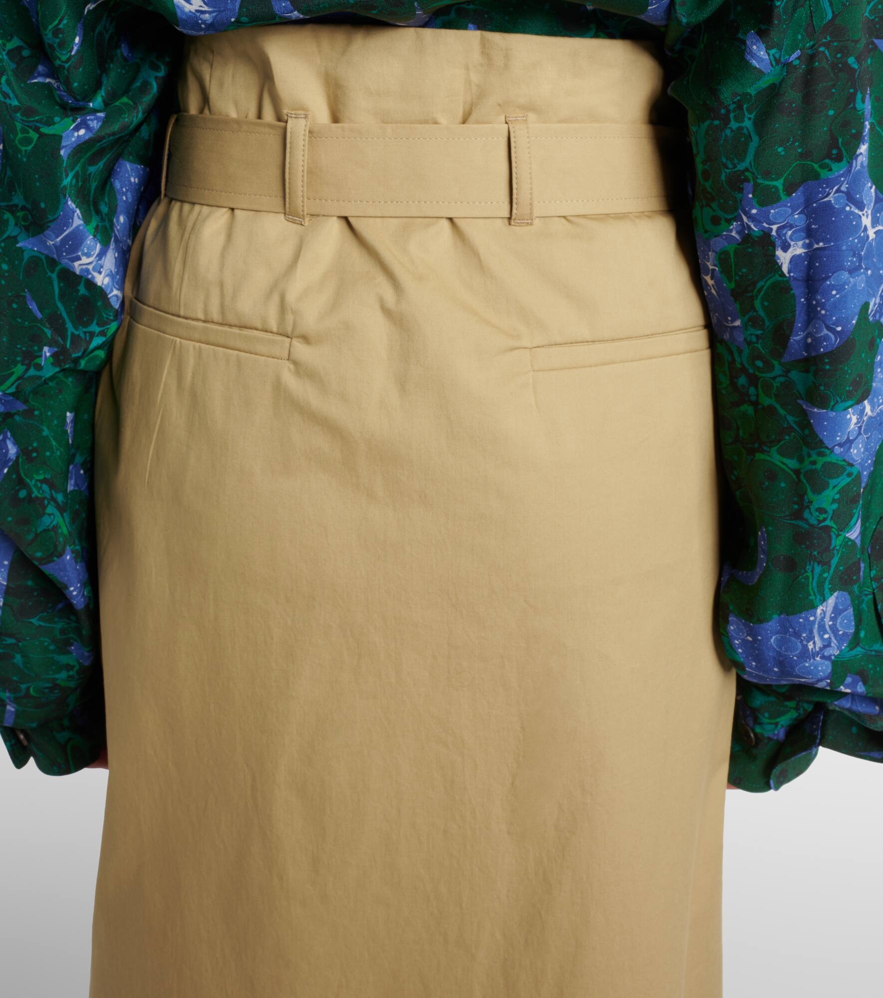 Belted pleated cotton midi skirt - 6