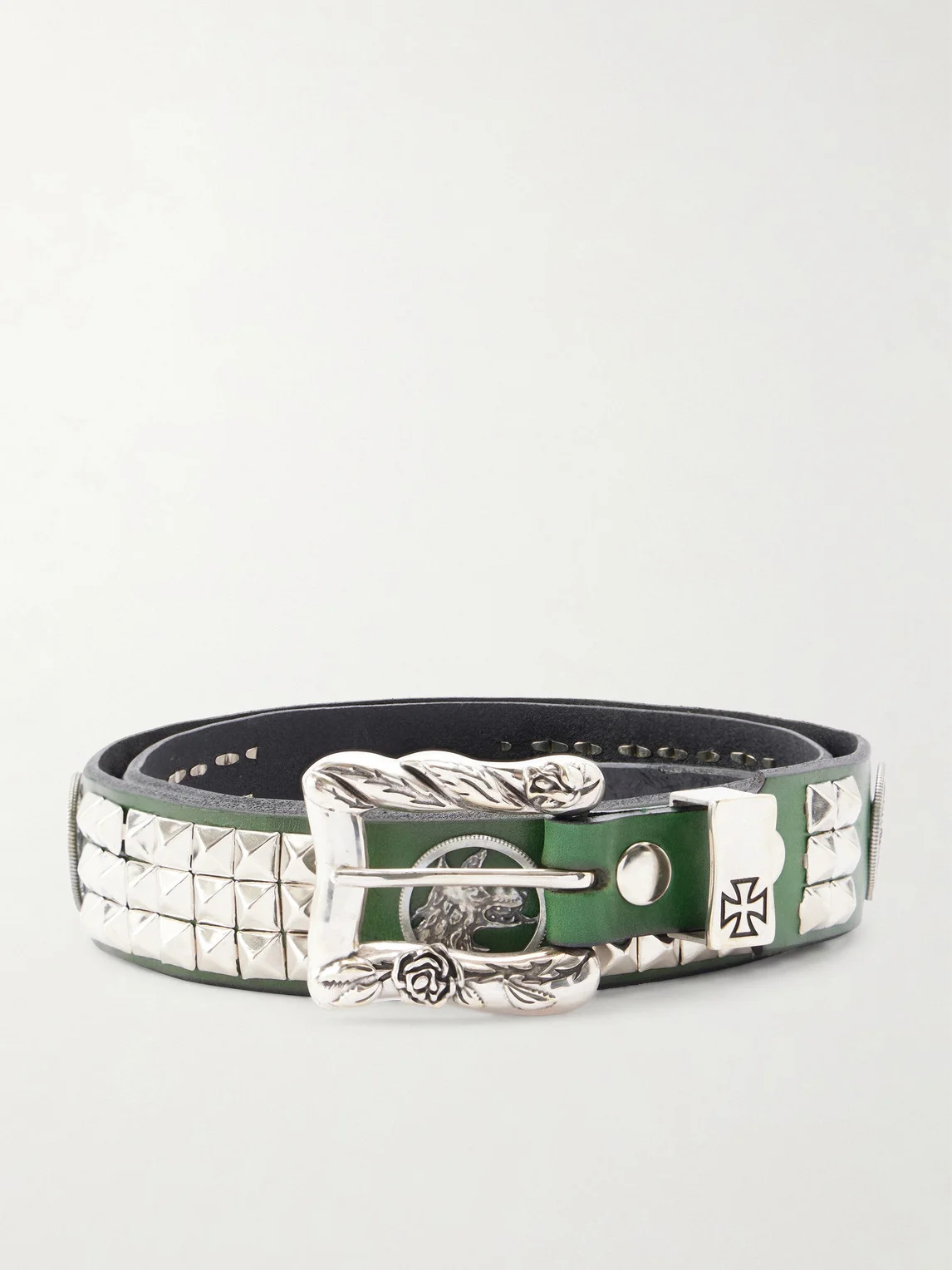 Dog In Restraint 3.5cm Studded Leather Belt - 1