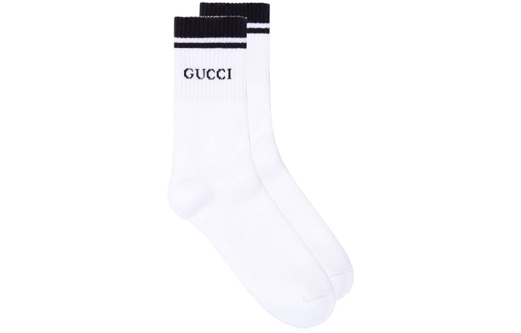 Gucci Logo-intarsia Cotton-Blend Socks 'White Black' 496493-4G293-9000 - 3
