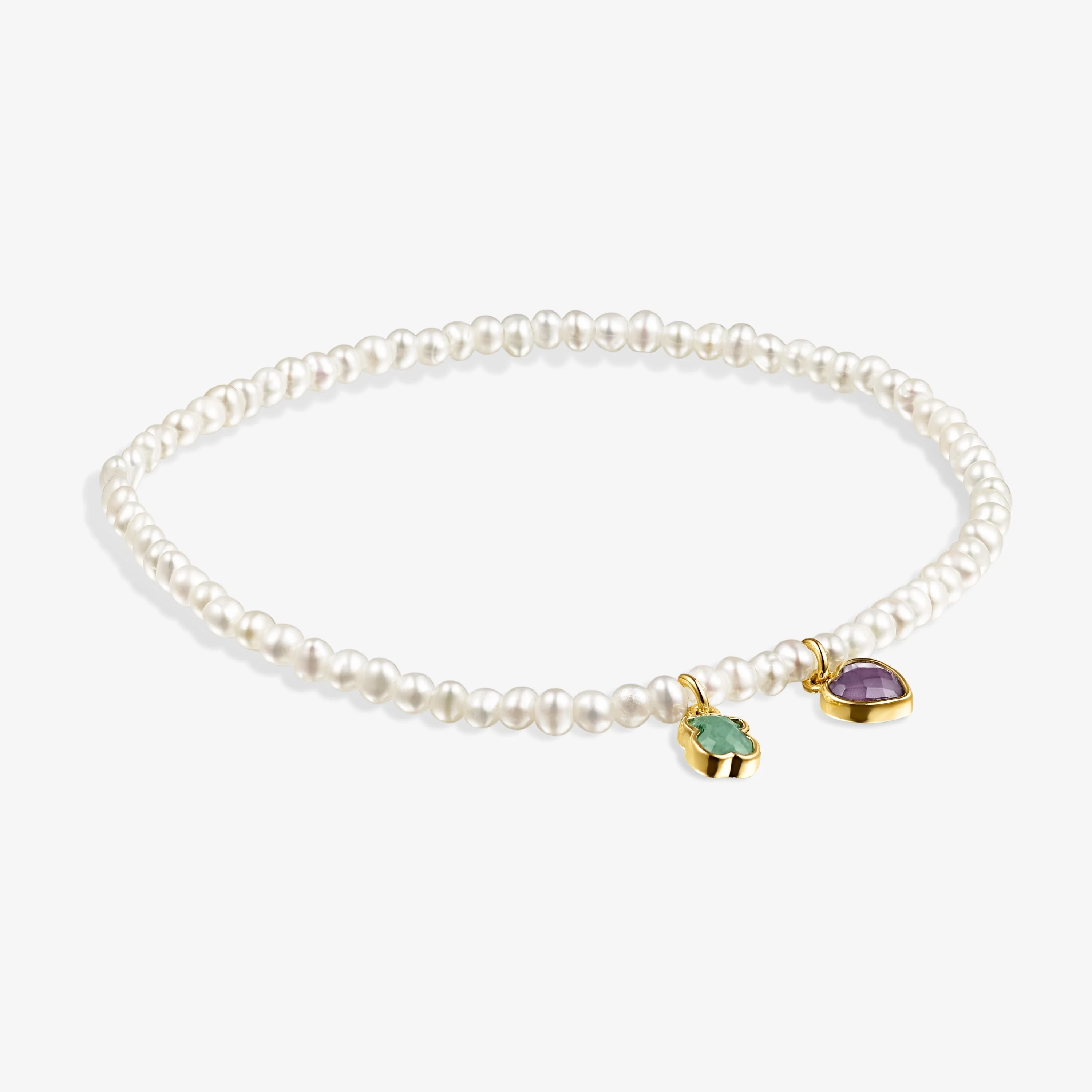 Glory Bracelet in 18K gold vermeil and Pearls with Amazonite and Amethyst - 1
