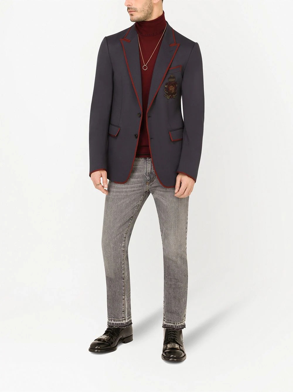 virgin wool-blend patch-detail blazer - 2