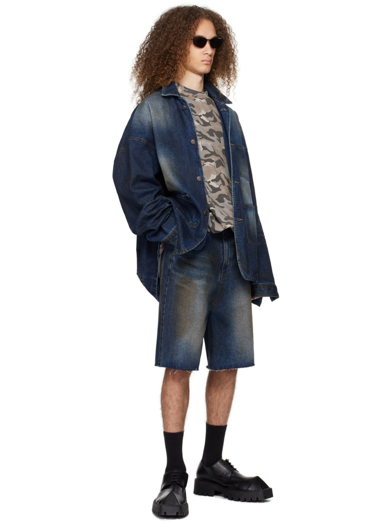 We11done Navy Oversized Denim Jacket outlook