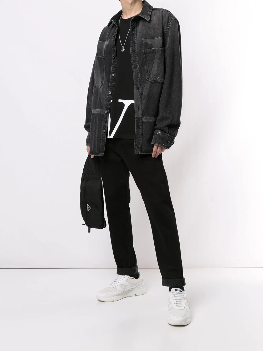 Deconstructed VLOGO denim shirt - 2