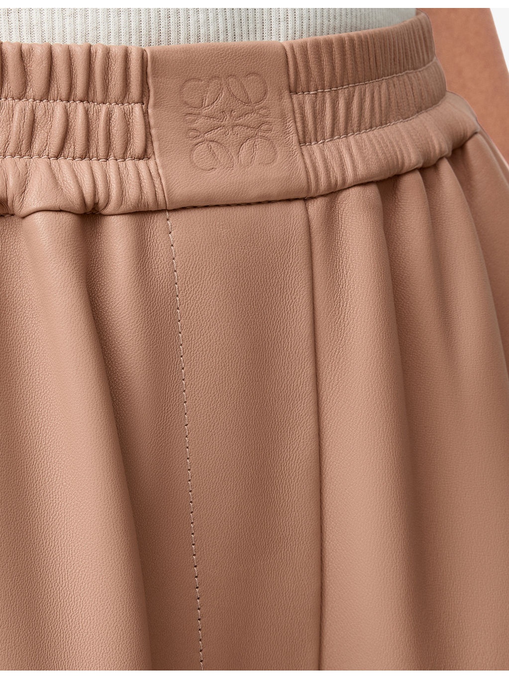 Anagram-Embossed Barrel-Leg Leather Trousers - 5