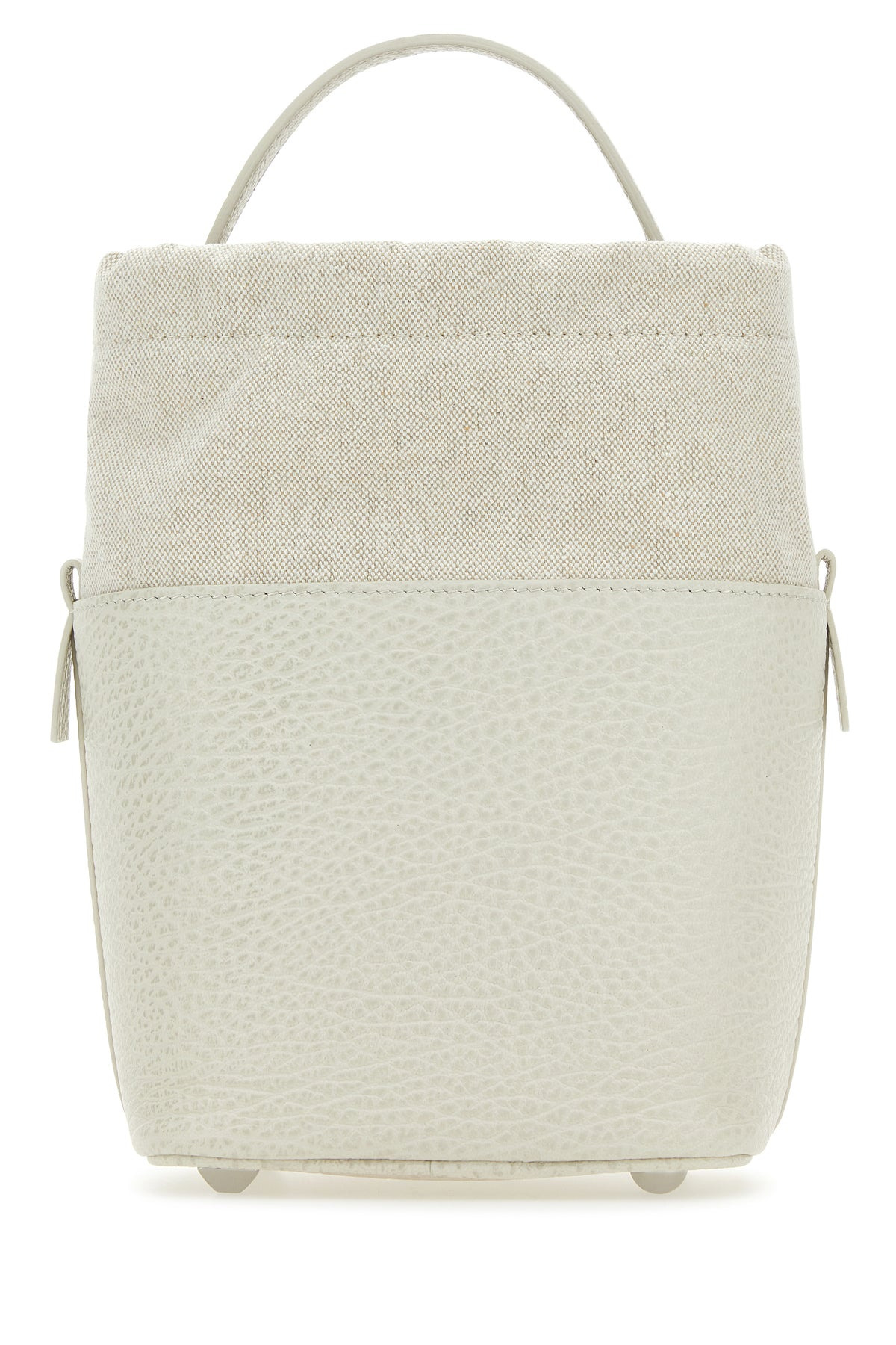 Chalk leather and canvas mini 5AC bucket bag - 3