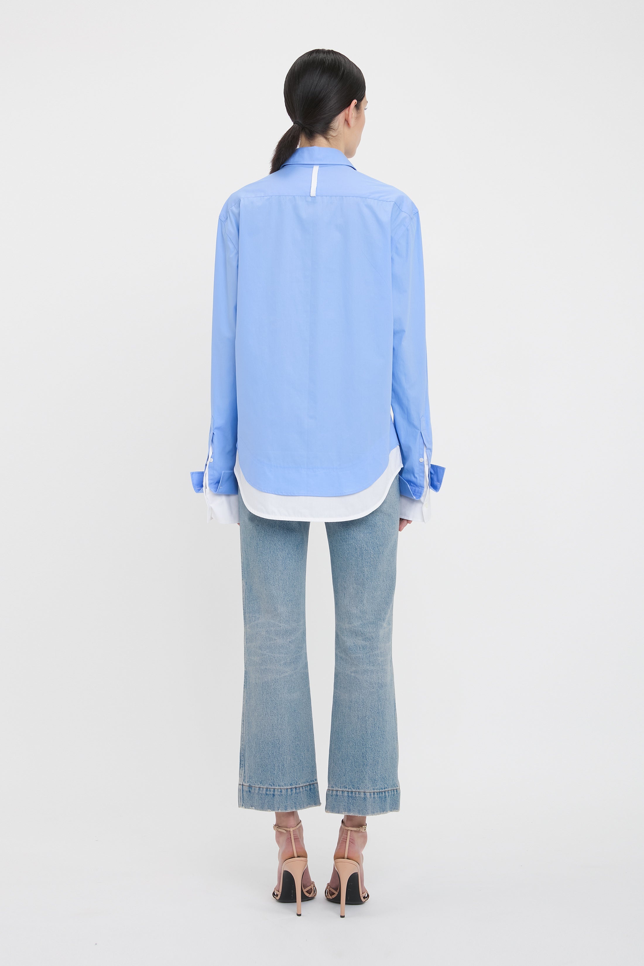 Relaxed Double-Layer Shirt In Oxford Blue - 4