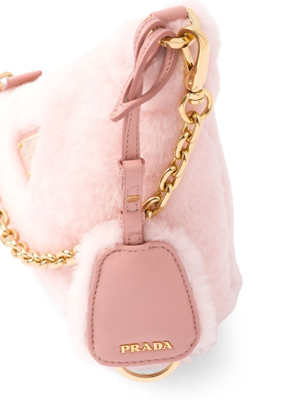 mini triangle logo shearling shoulder bag - 4