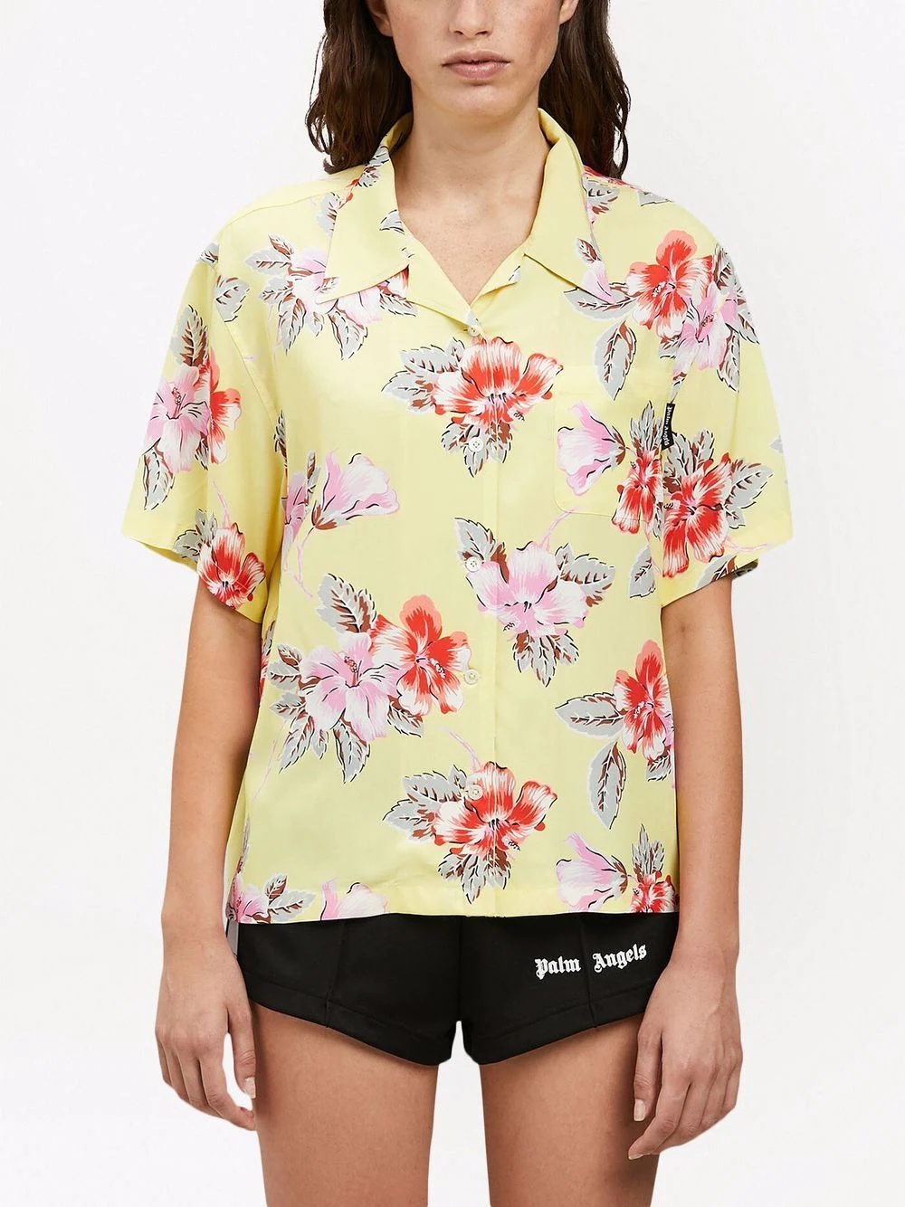 hibiscus-print short sleeve shirt - 3