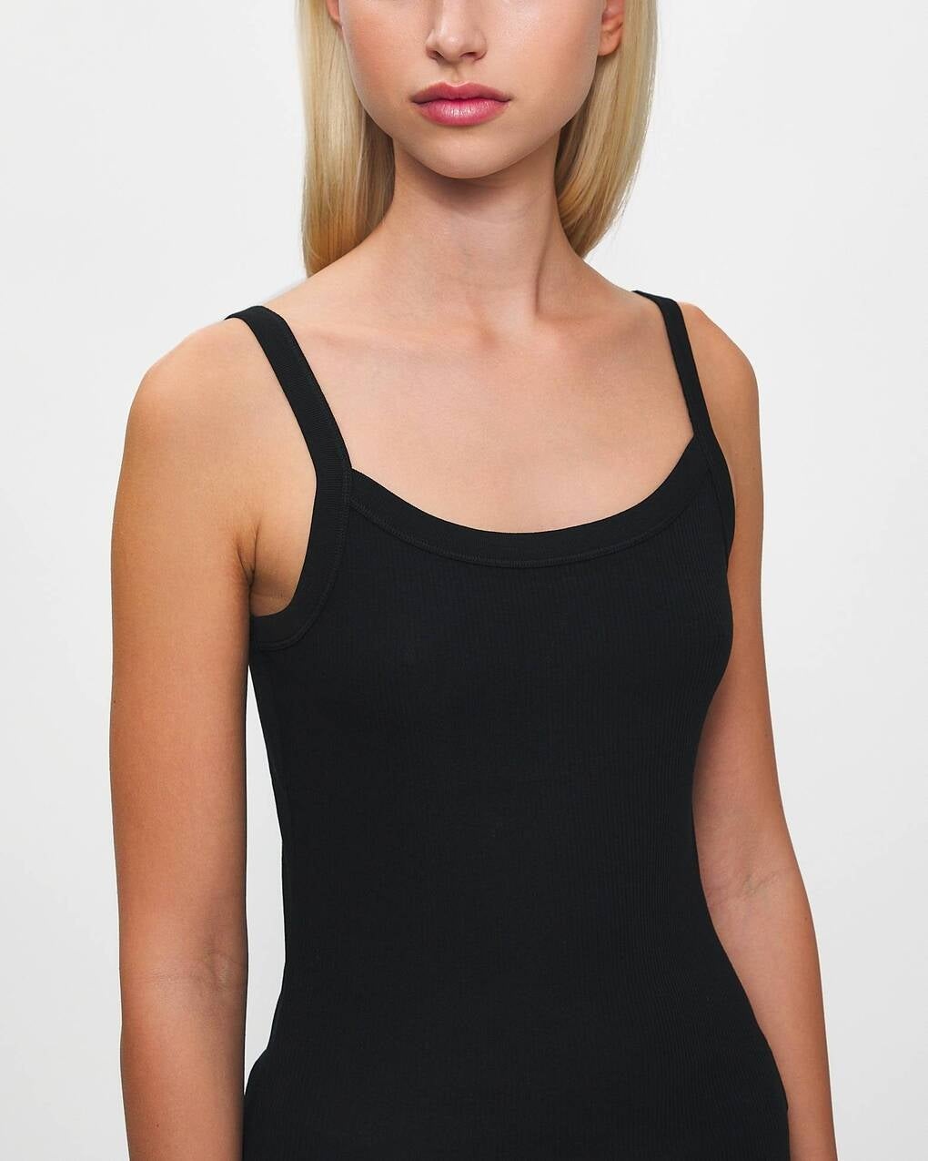 Top Fine Rib Singlet Black - 5
