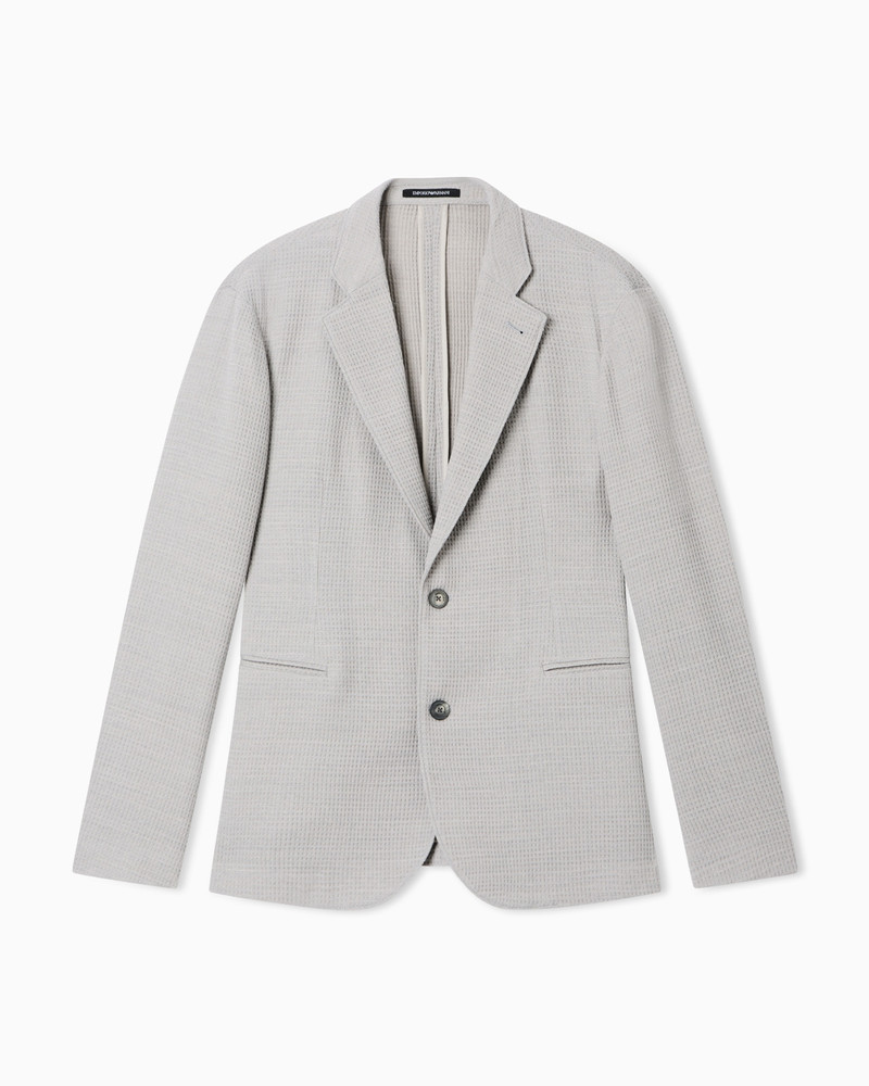 SINGLE-BREASTED JACKET IN 3D WAFFLE-EFFECT WOOL JERSEY 1