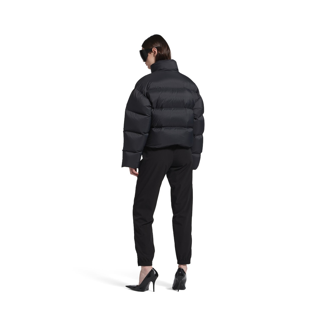 Women's Cropped Puffer in Black - 4