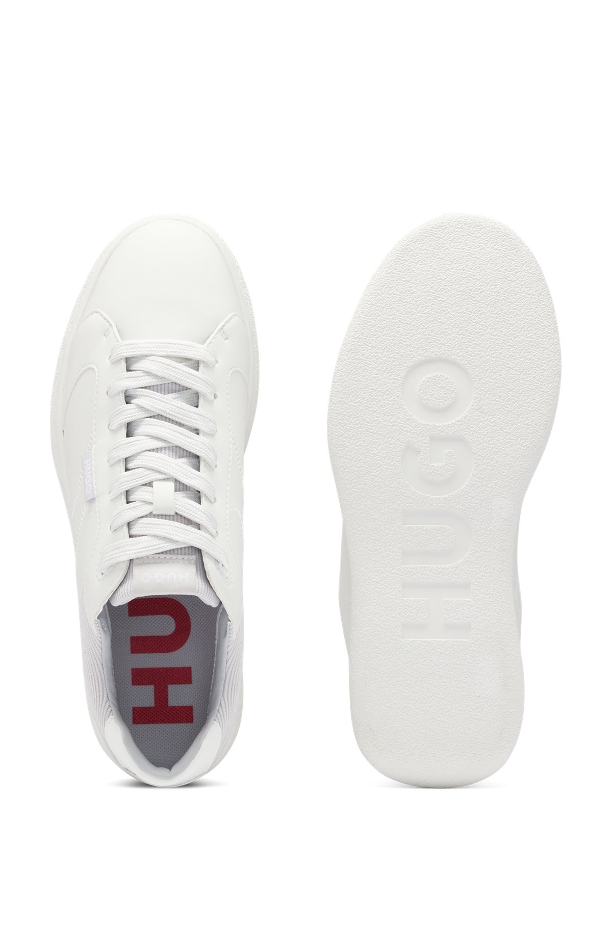FAUX-LEATHER LACE-UP TRAINERS WITH CORDUROY DETAILS - 4