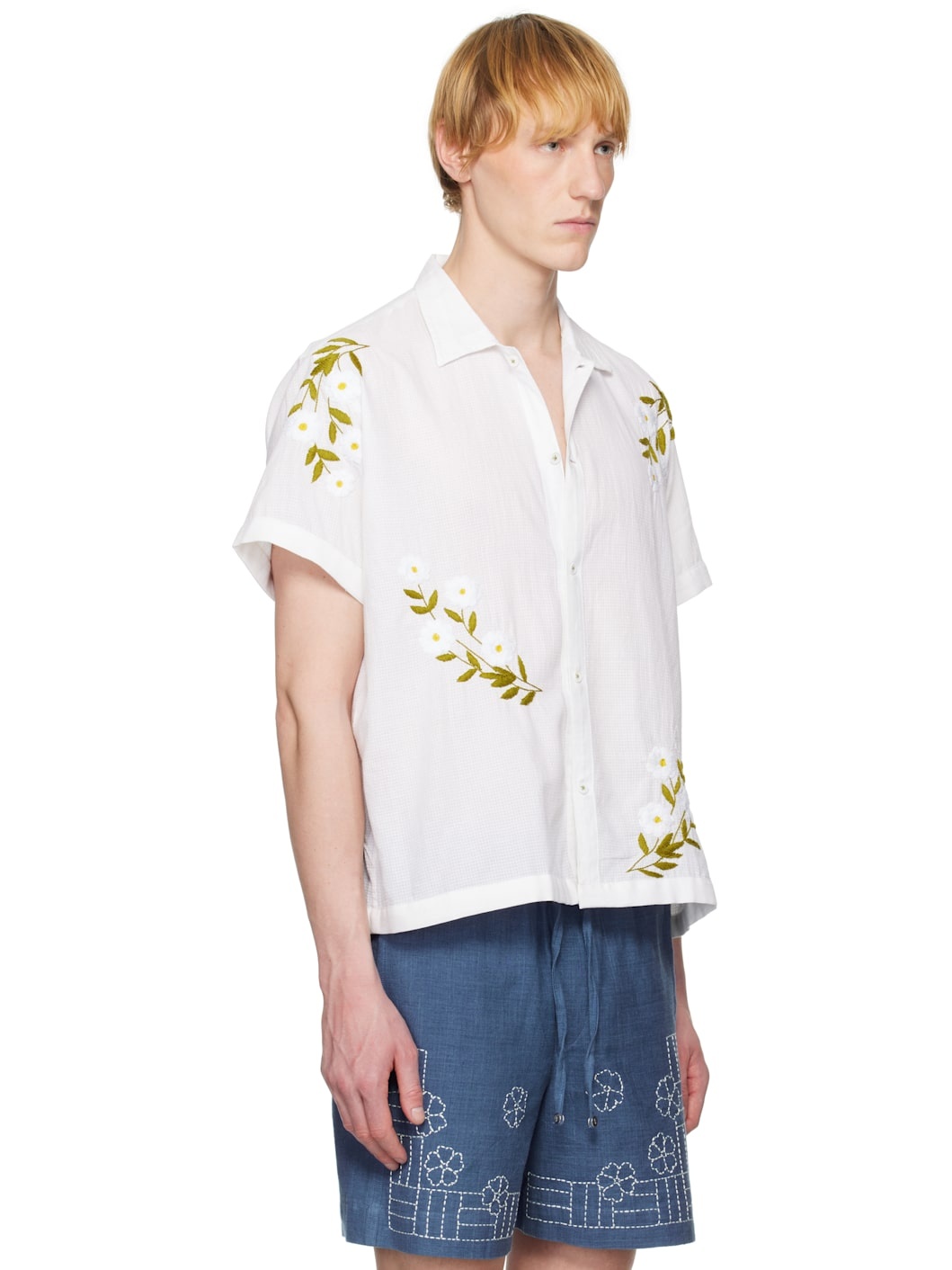 White Embroidered Daisy Shirt - 2