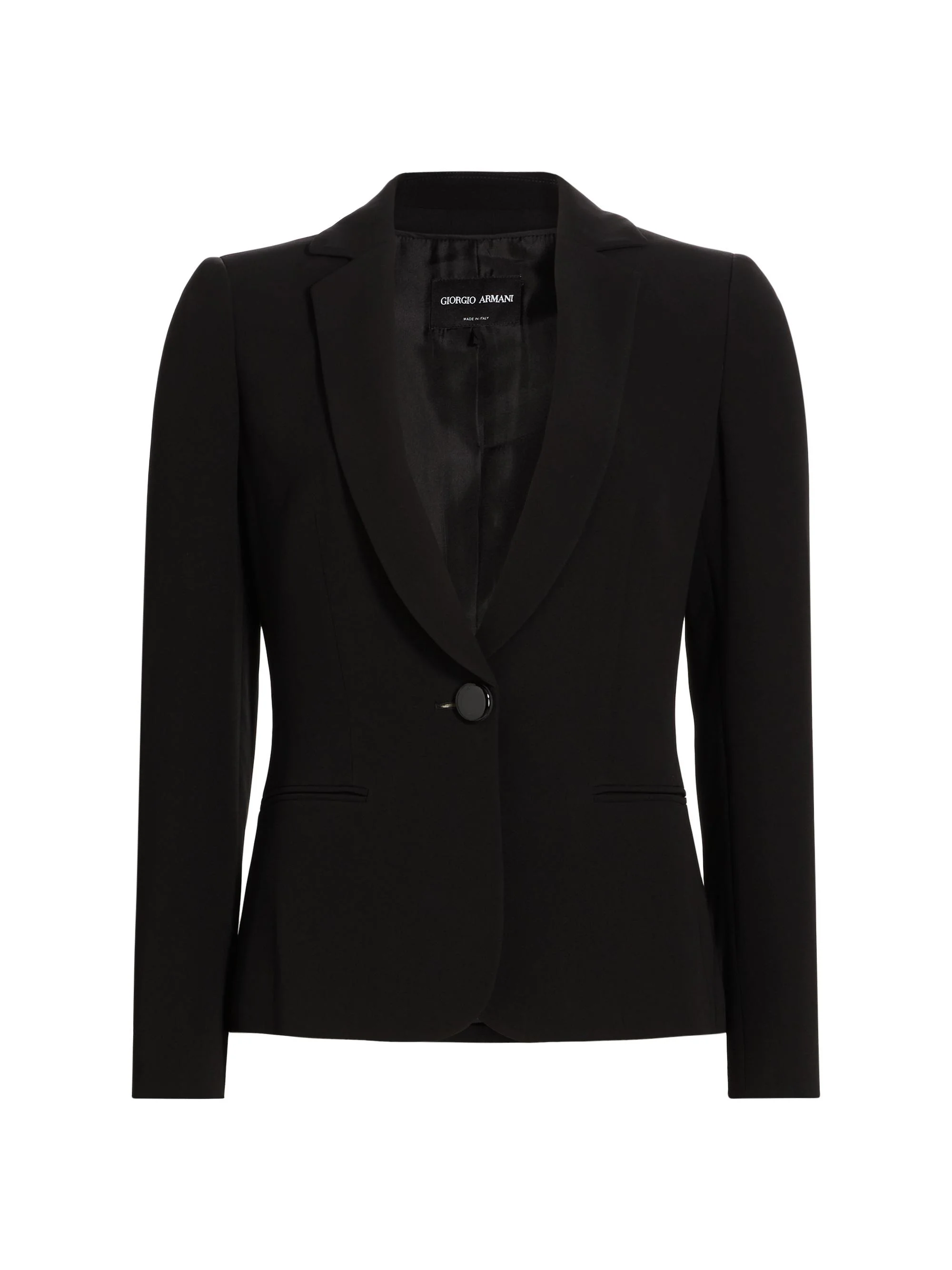 Women's Silk One-Button Blazer - Black - 1