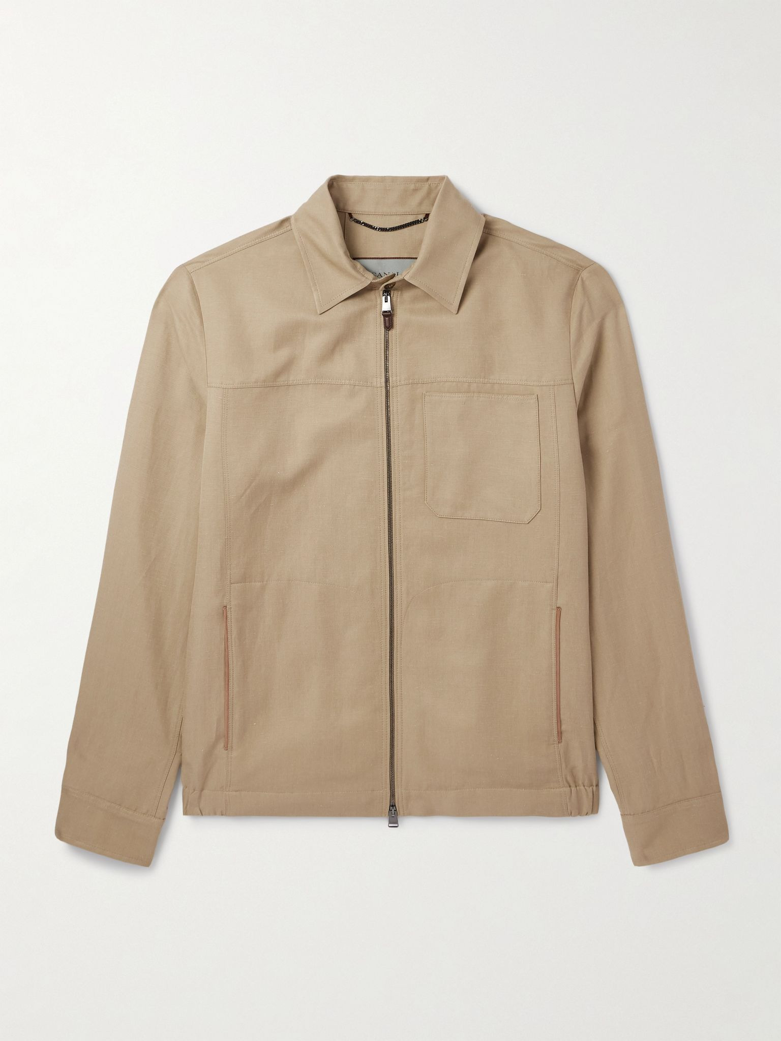 Linen and Silk-Blend Jacket Beige - 1