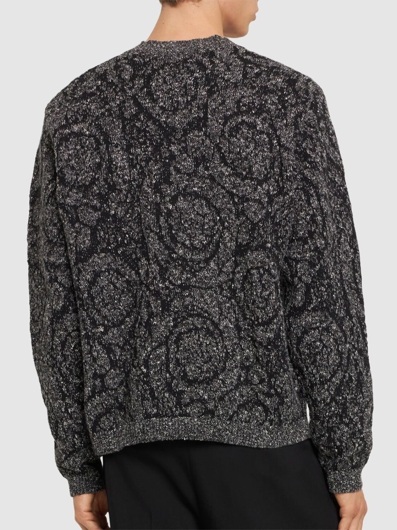 Baroque tweed cotton blend knit sweater - 3