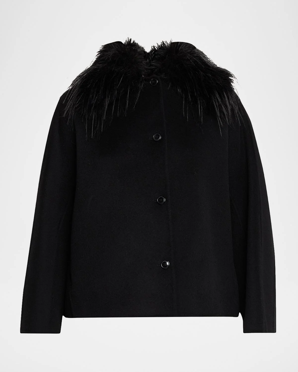 Rafe Faux Fur Collared Wool-Cashmere Jacket - 1