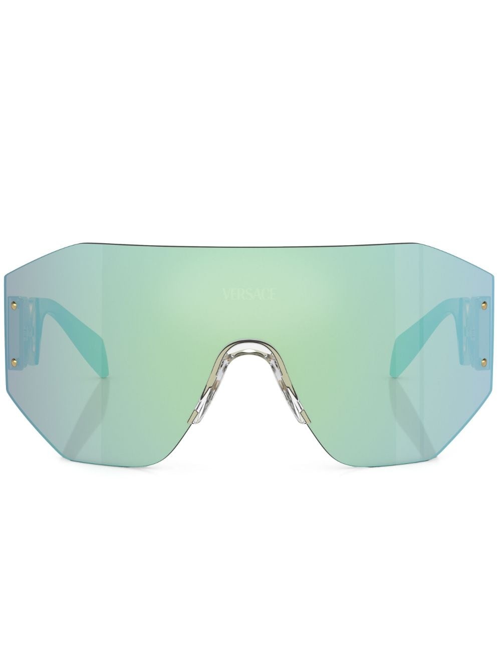 mirrored-lenses shield-frame sunglasses - 1