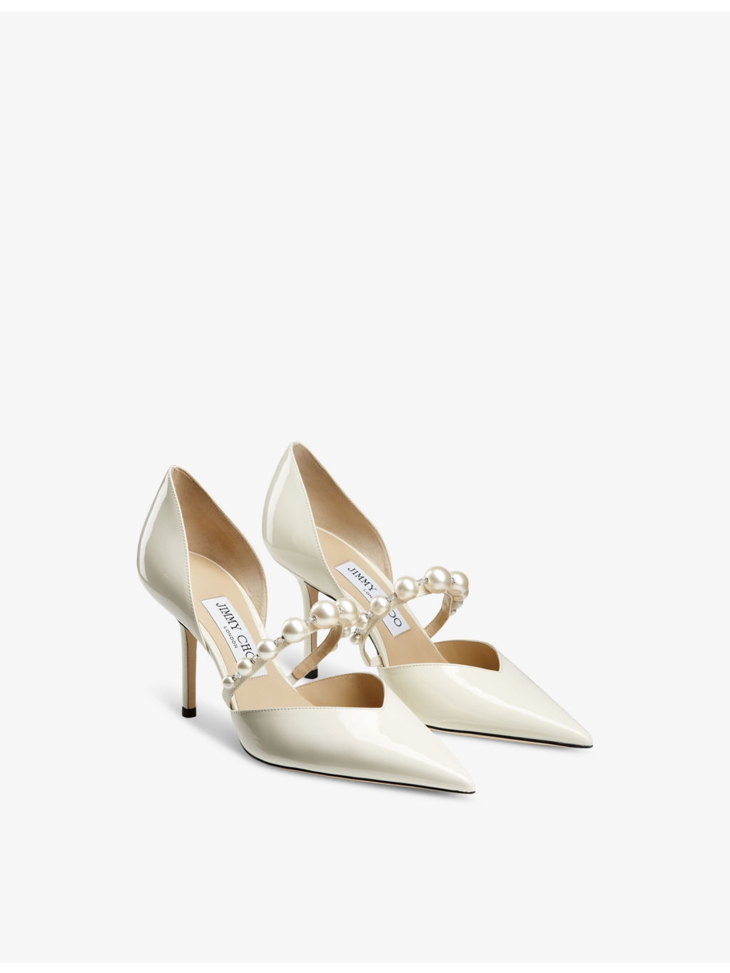 Aurelie 85 pearl-embellished patent-leather courts - 3