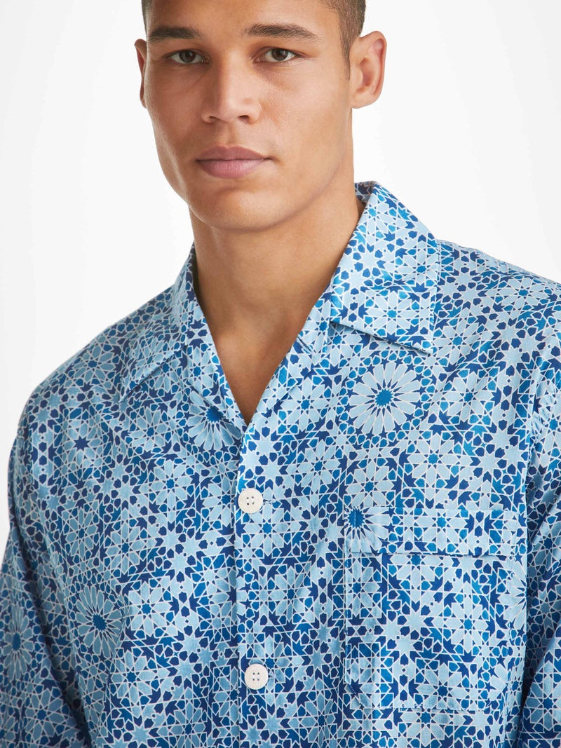 Men's Classic Fit Pyjamas Ledbury 69 Cotton Batiste Blue 2