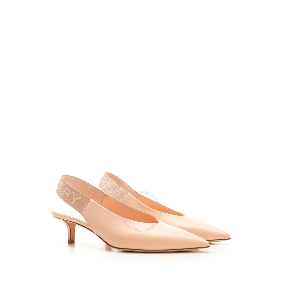 Burberry Ladies Peach Pink Malinda Logo Slingback Pointy Toe Pumps - 3