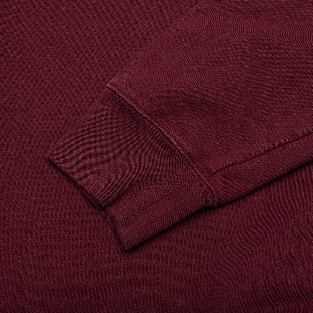 LOGO-EMBROIDERED LONG-SLEEVED HOODIE - BURGUNDY - 4