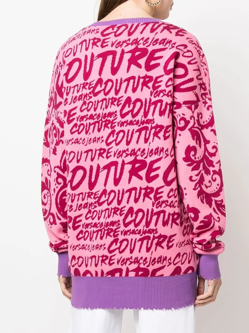 logo-intarsia V-neck jumper 4