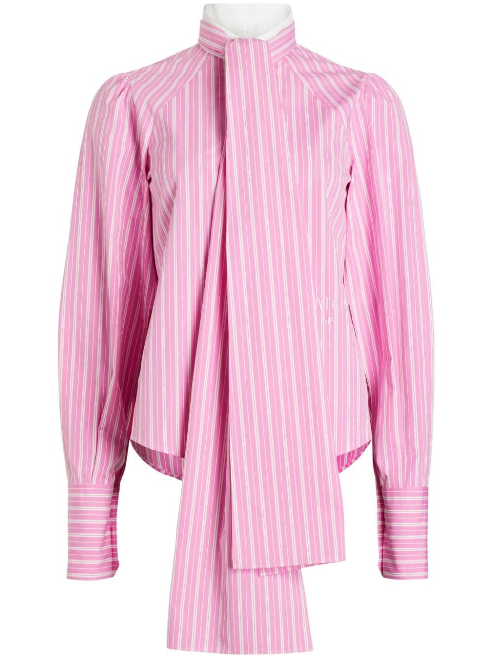 pussy-bow striped cotton shirt - 1