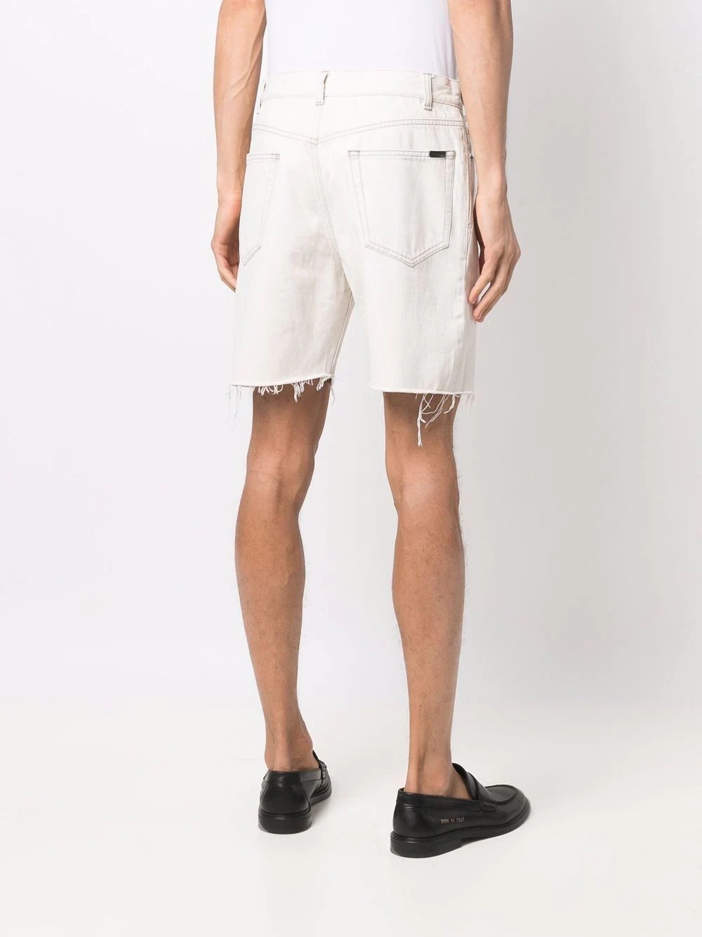 frayed-hem denim shorts - 4