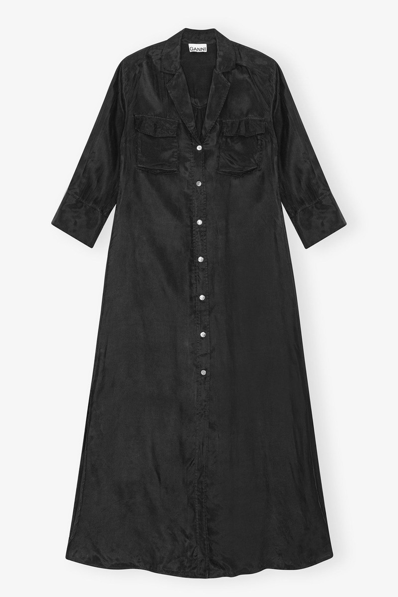 BLACK FLUID CUPRO MAXI DRESS 1