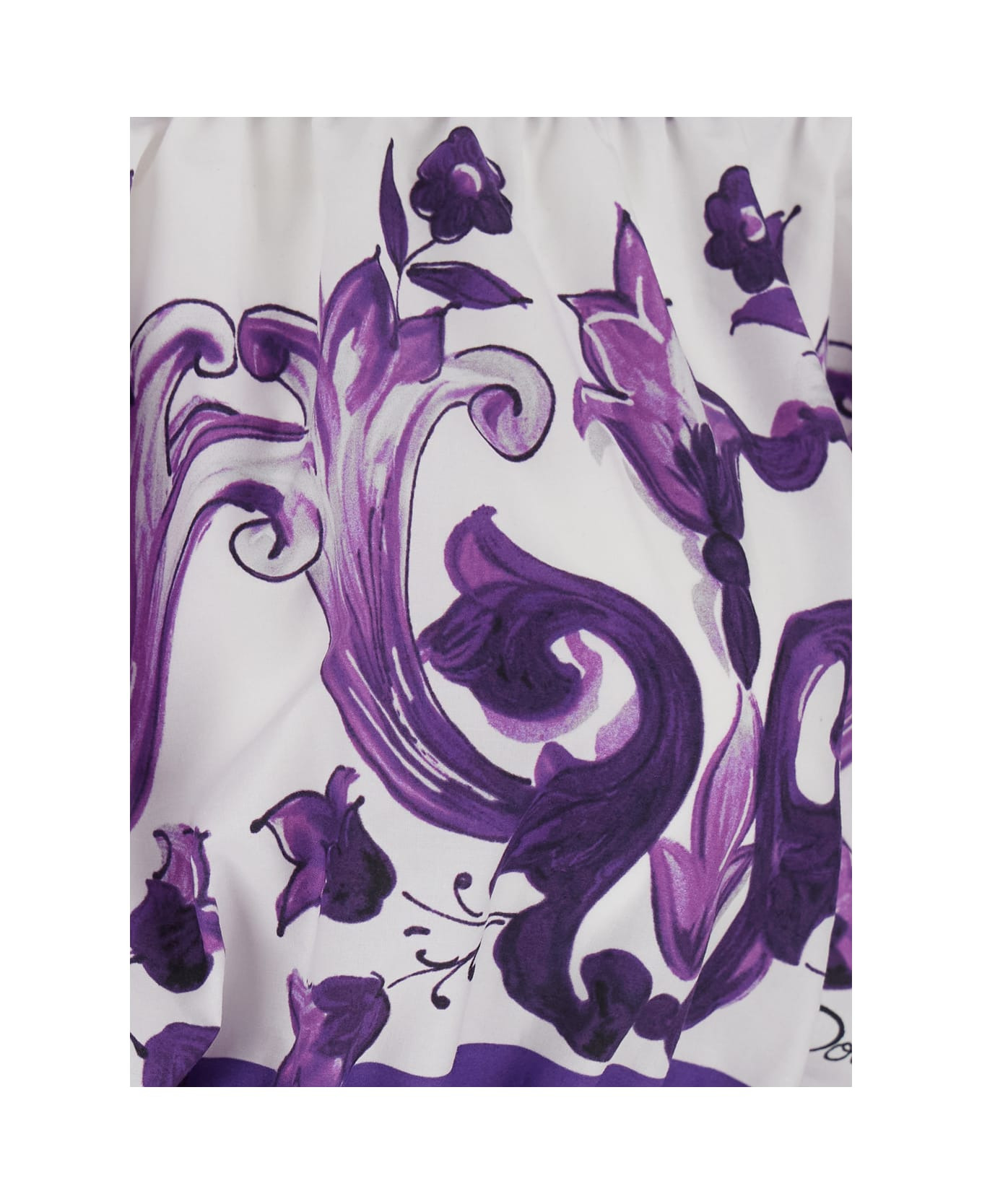 Violet Off-shoulder Cropped Top With All-over Floral Print In Cotton Woman - 3