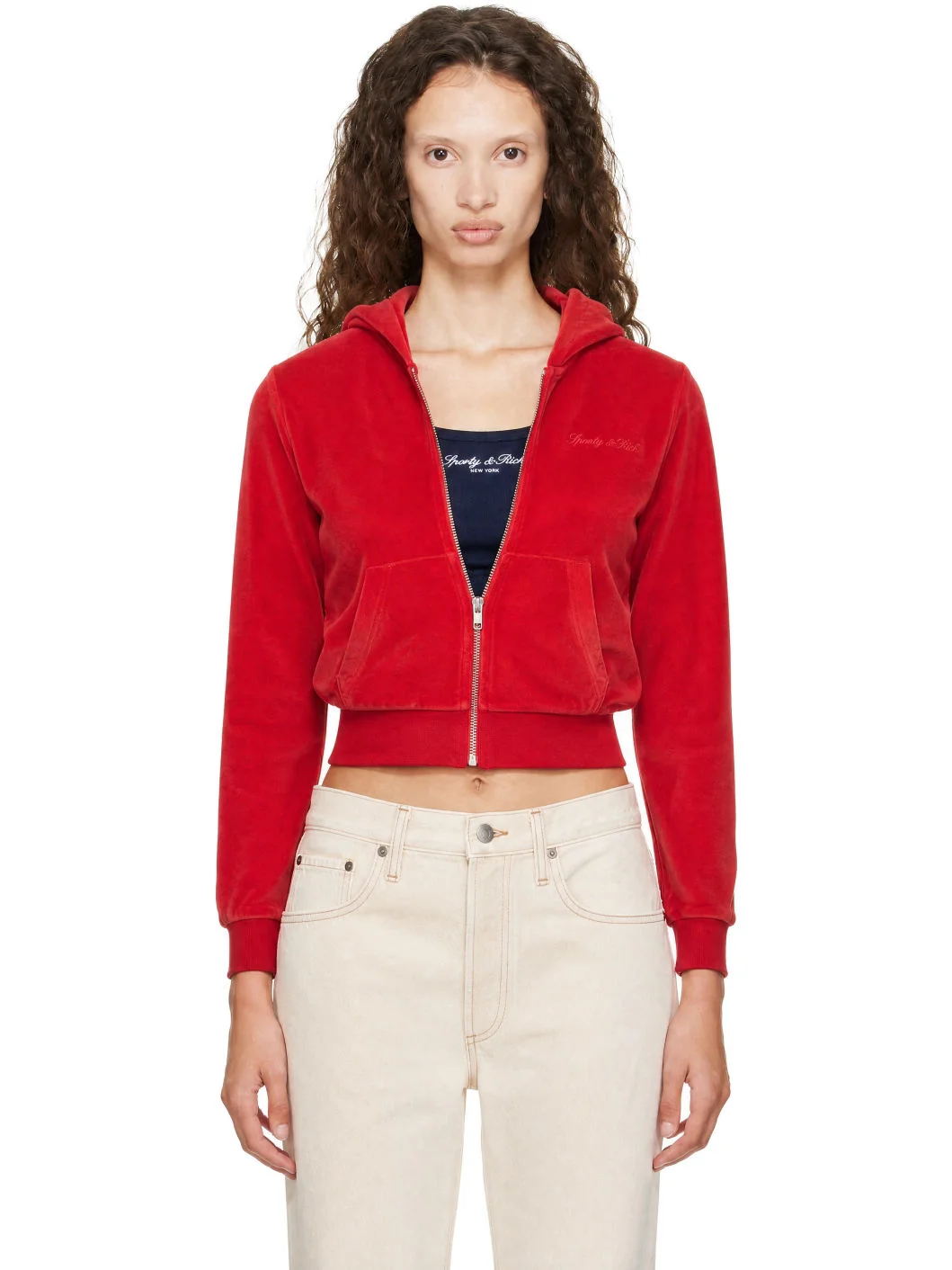 Red Signature Logo Krystal Zip Hoodie - 1