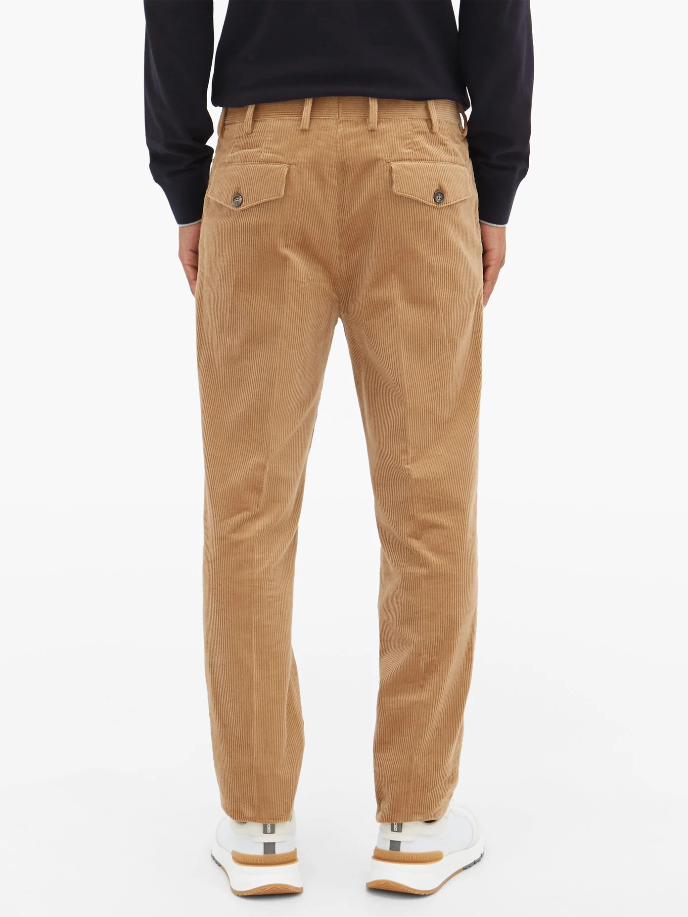 Pleated cotton-corduroy slim-leg trousers - 5