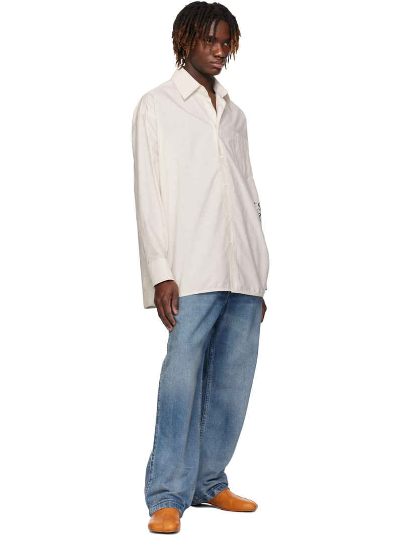 MM6 Maison Margiela Off-White Asymmetric Striped Poplin Shirt outlook