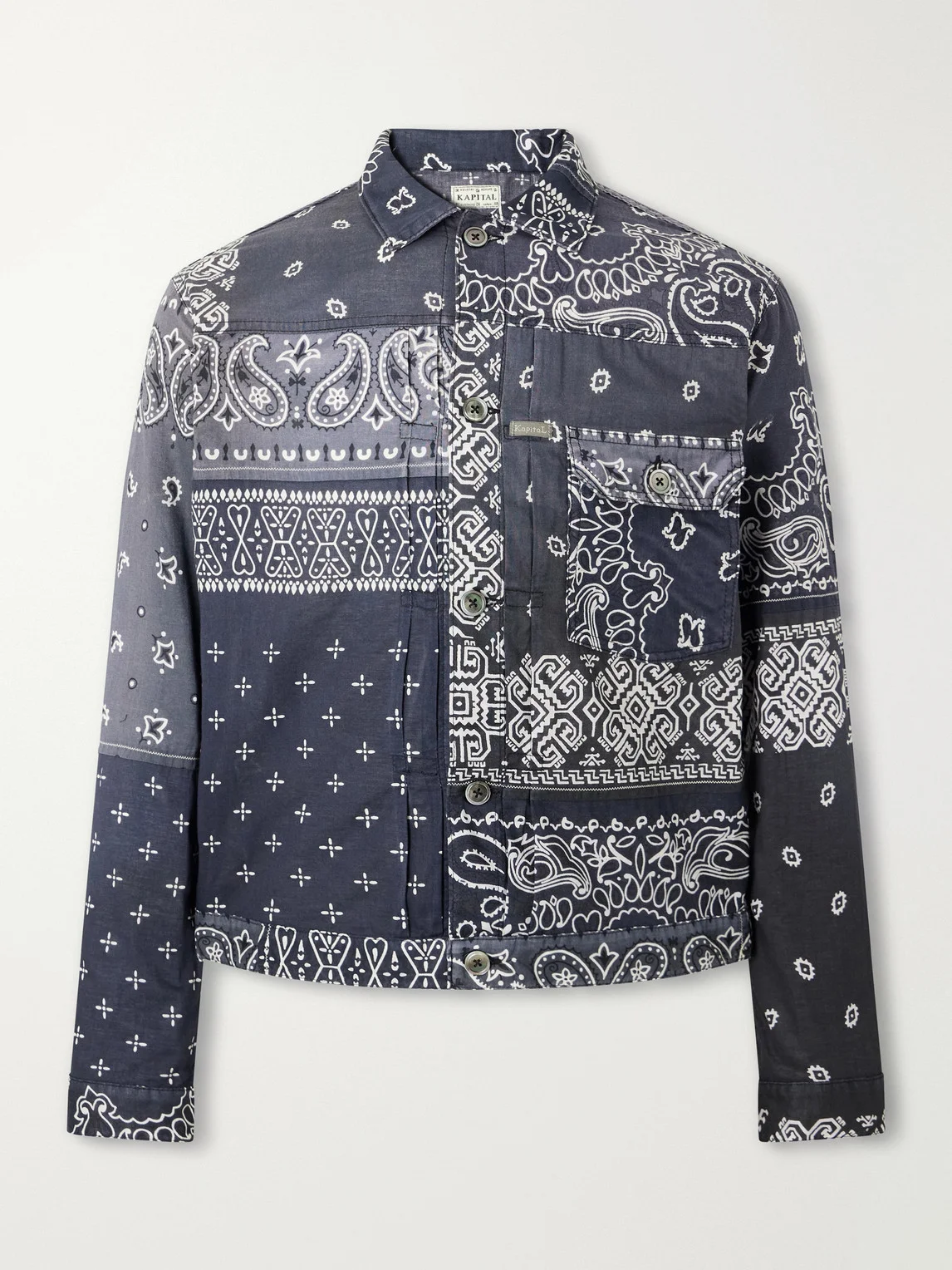 Bandana-Print Patchwork Cotton Overshirt - 1