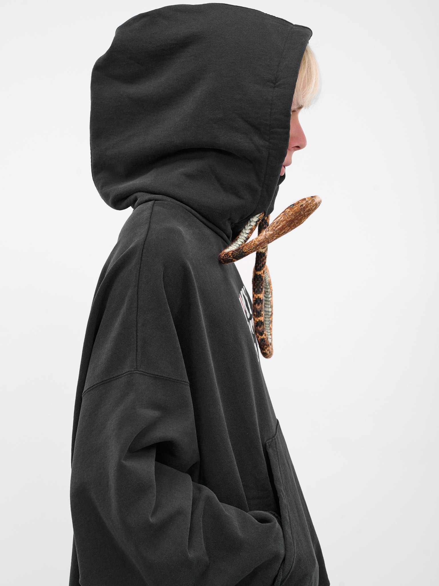 Black Pet Snake Graphic Hoodie - 4