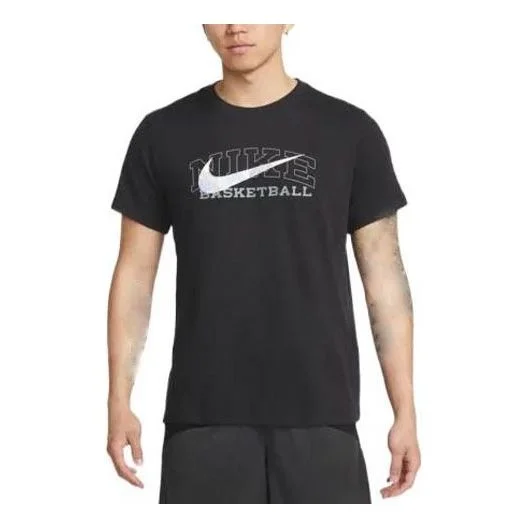 Men's Nike Solid Color Large Logo Printing Round Neck Pullover Short Sleeve Black T-Shirt DR7643-010 - 1