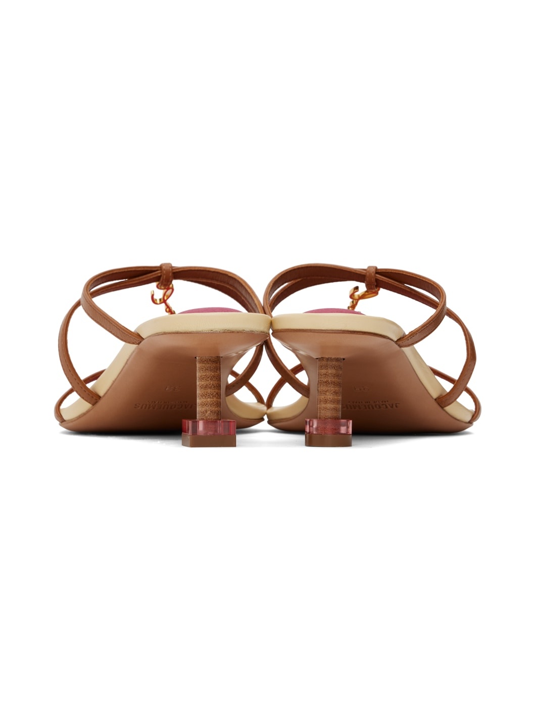 Brown & Pink Le Raphia 'Les Sandales Basses Pralu' Heeled Sandals - 2