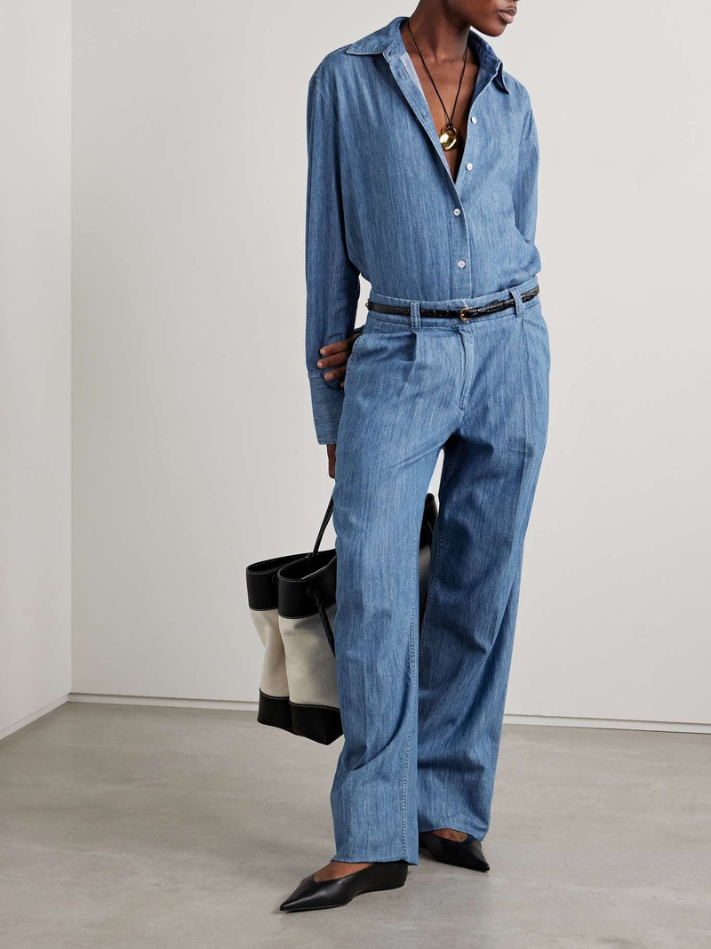 Another Tomorrow Oversized organic cotton-chambray shirt Blue outlook
